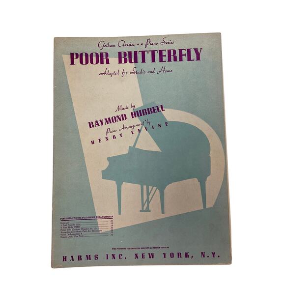 Poor Butterfly Sheet Music 1940 Raymond Hubbell Gotham Classics - Picture 1 of 6